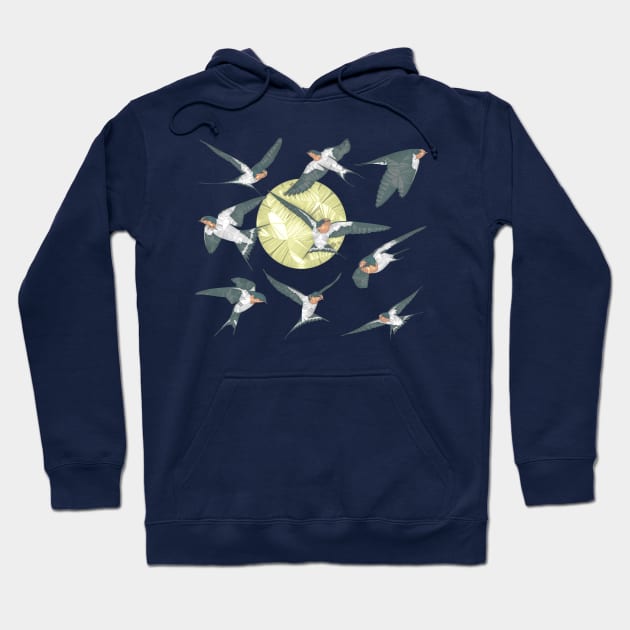 Swallows In Flight Geometric Hoodie by MarbleCloud